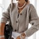 Popular Plain Khaki Long Sleeve Cardigan