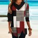 Comfy Color Block Print Long Sleeve Top