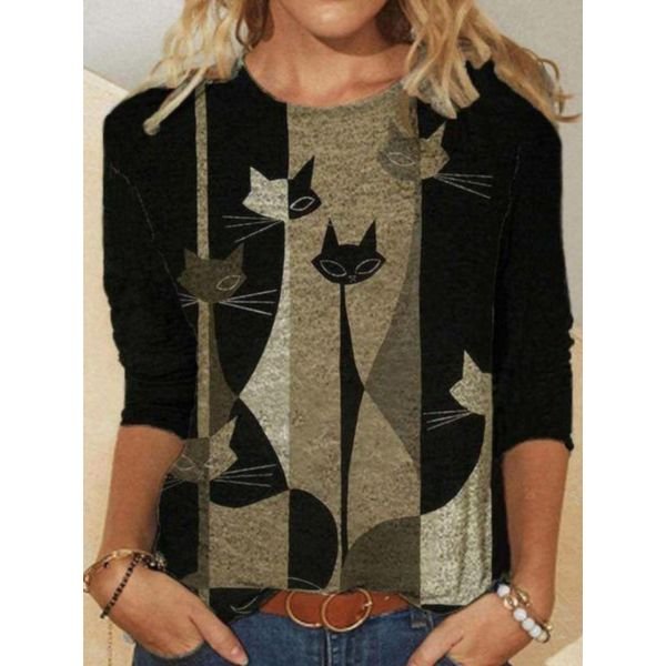 Attractive Animal Print Round Neck Top