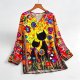 Cute Cartoon Print V-Neck Top