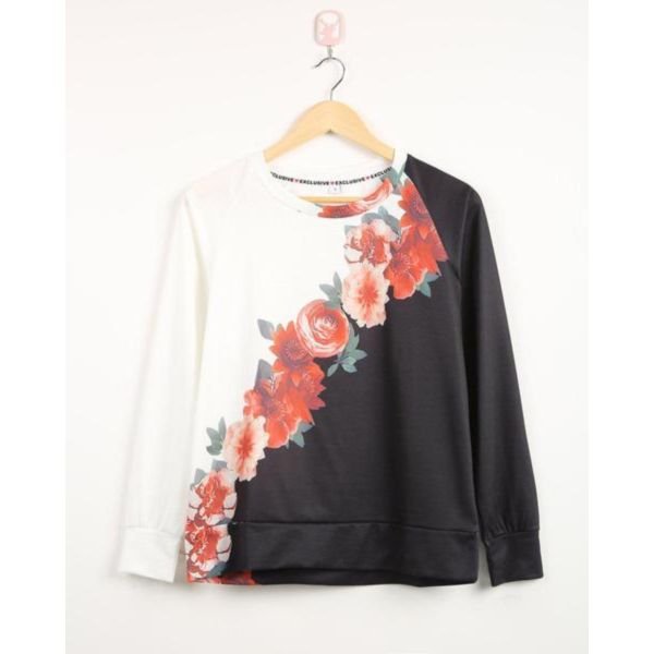 Stunning Round Neck Floral Long Sleeve Sweatshirt