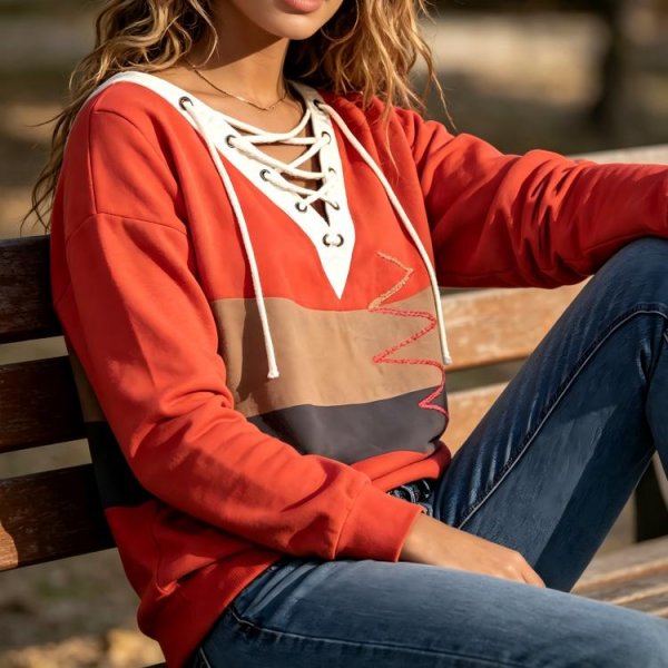 Showy Color Block Print Top