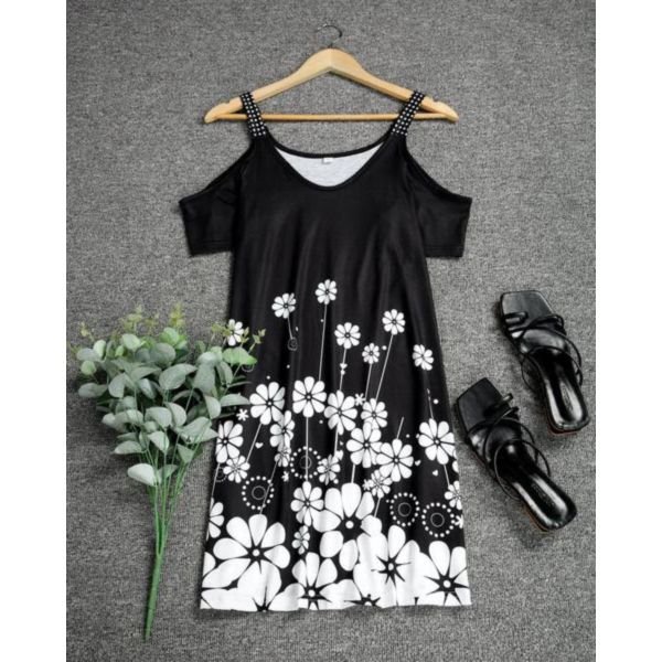 Wild and Free  Black Floral Mini Dress