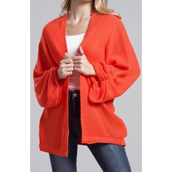 Popular Red Plain Open Front Cardigan