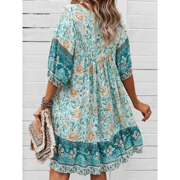 RPrinted Short Sleeve Mini Dress