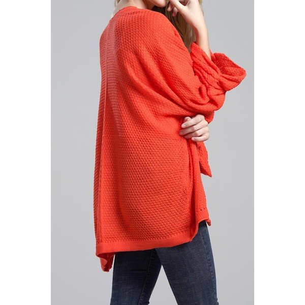 Popular Red Plain Open Front Cardigan